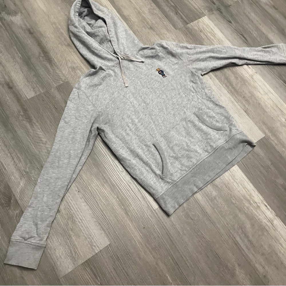 Polo Ralph Lauren Bear Hoodie Gray USA Basketball Full Zip Drawstring Size M
